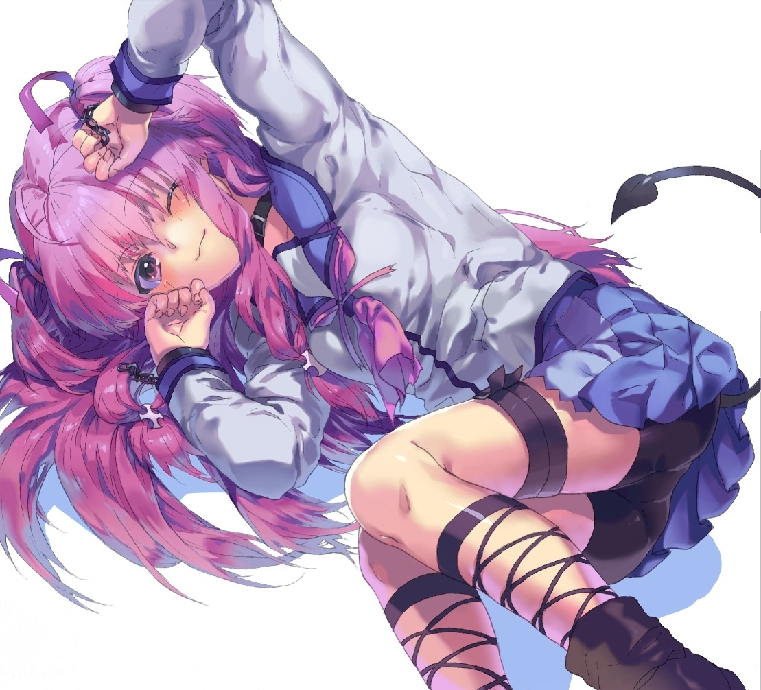 angel_beats!, bike_shorts, garter, motiko, seifuku, tail, yoshioka_yui