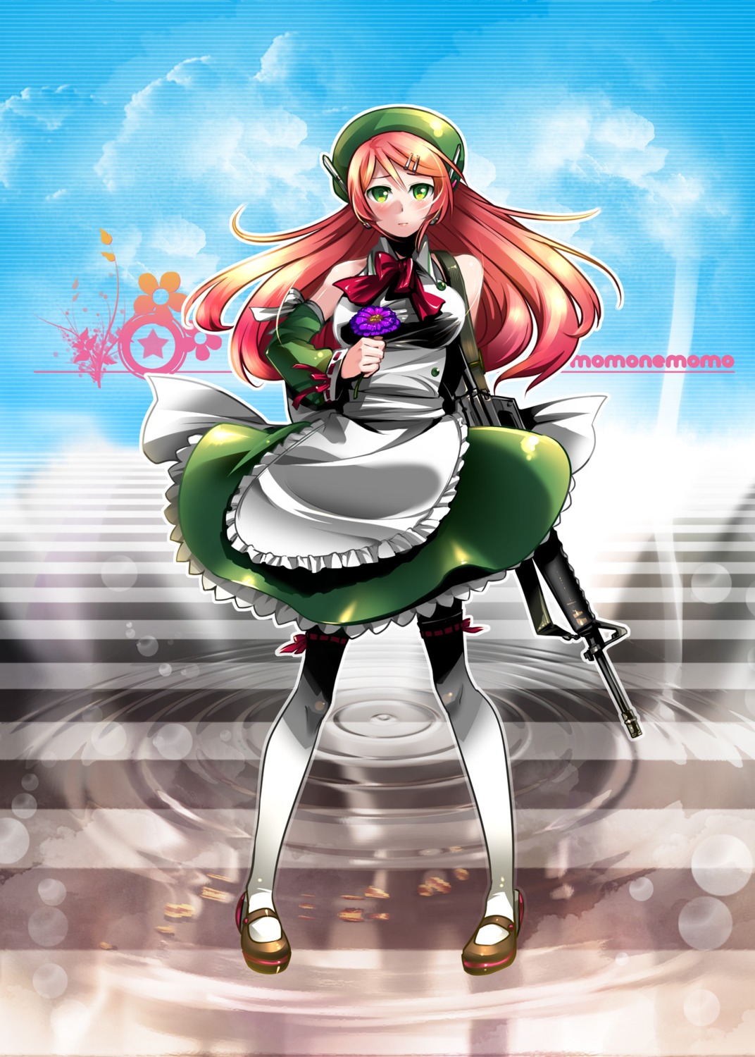 caffein, garter, gun, momone_momo, thighhighs, utau