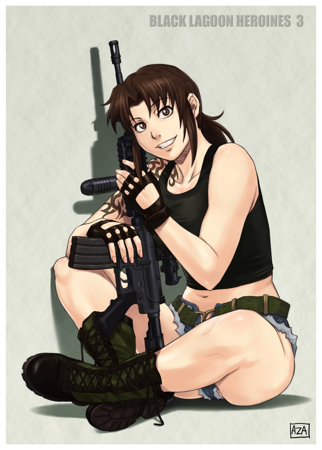 azasuke, azasuke_wind, black_lagoon, gun, revy, tattoo