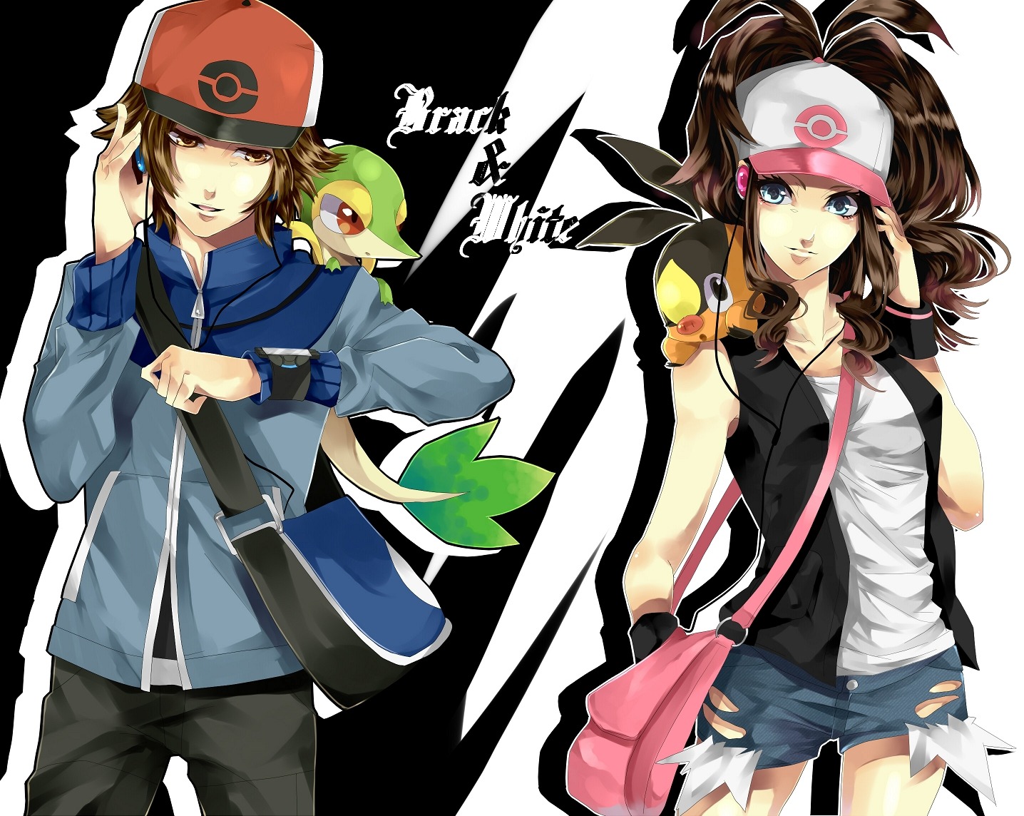 pokemon, pokemon_bw, snivy, tepig, touko_(pokemon), touya_(pokemon), tsukioka_tsukiho