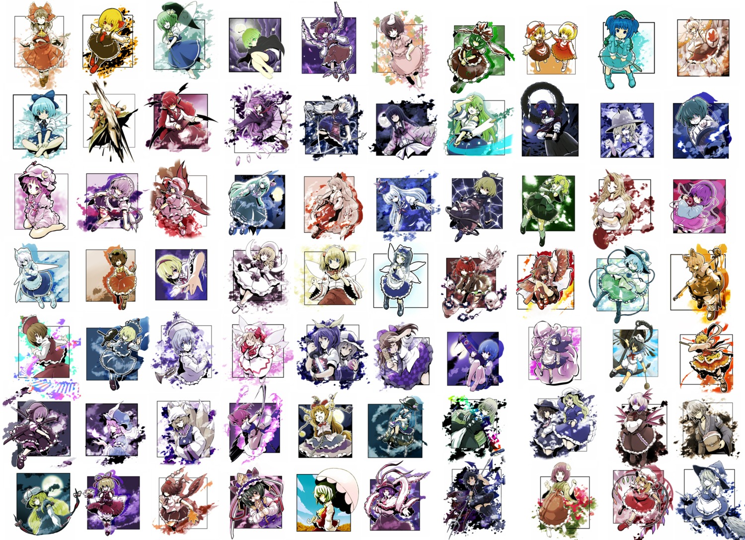 alice_margatroid, chen, cirno, flandre_scarlet, fujiwara_no_mokou, hakurei_reimu, hong_meiling, houraisan_kaguya