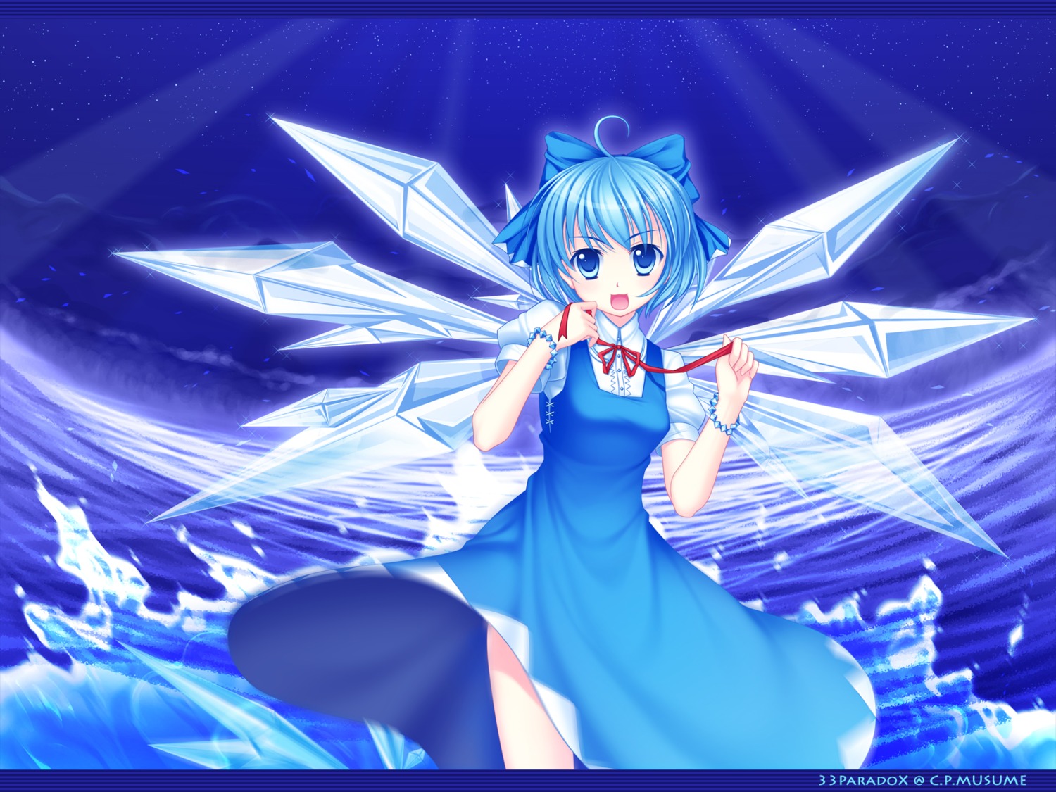 33paradox, cirno, touhou, wallpaper, wings