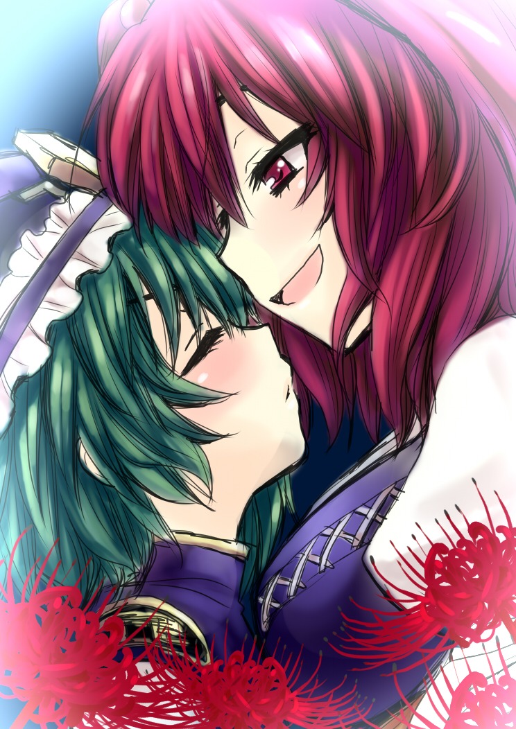 onozuka_komachi, saki_chisuzu, shikieiki_yamaxanadu, touhou, yuri