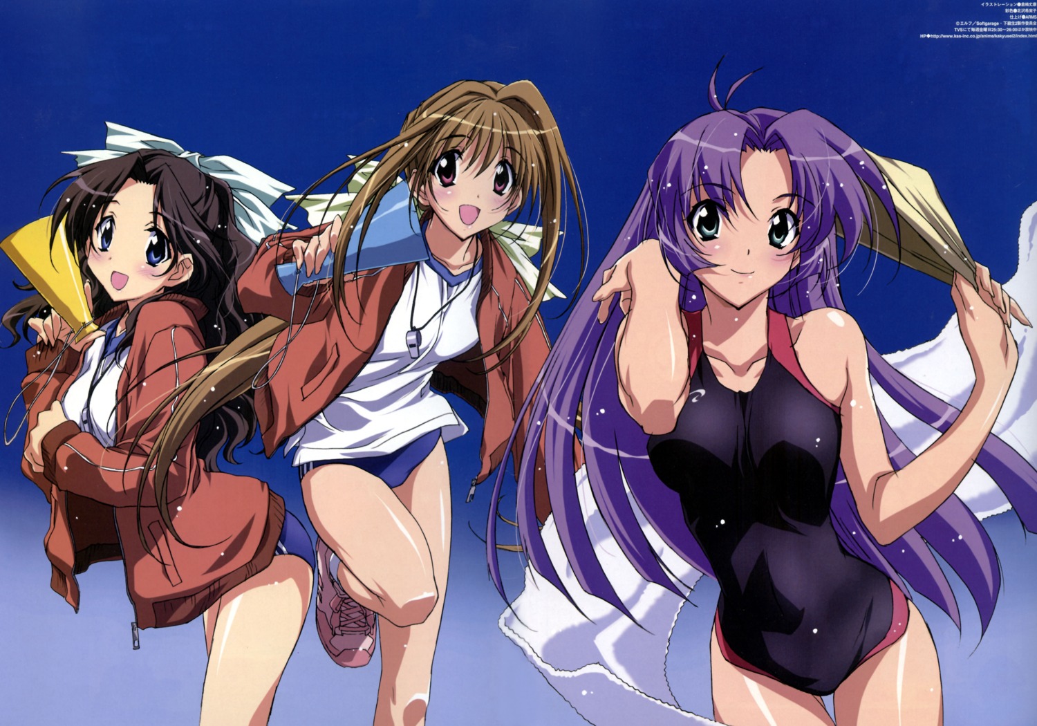 buruma, gym_uniform, kakyuusei, kakyuusei_2, kotono_chiho, kurashima_tomoyasu, saimon_tamaki, shirai_yuuri, swimsuits, wet