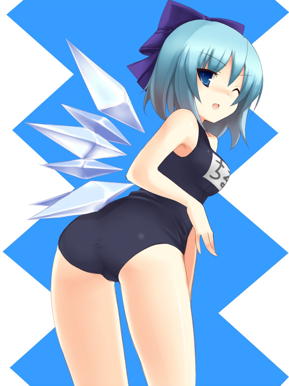 ass, cirno, school_swimsuit, swimsuits, touhou, tsukumiya_amane, wings