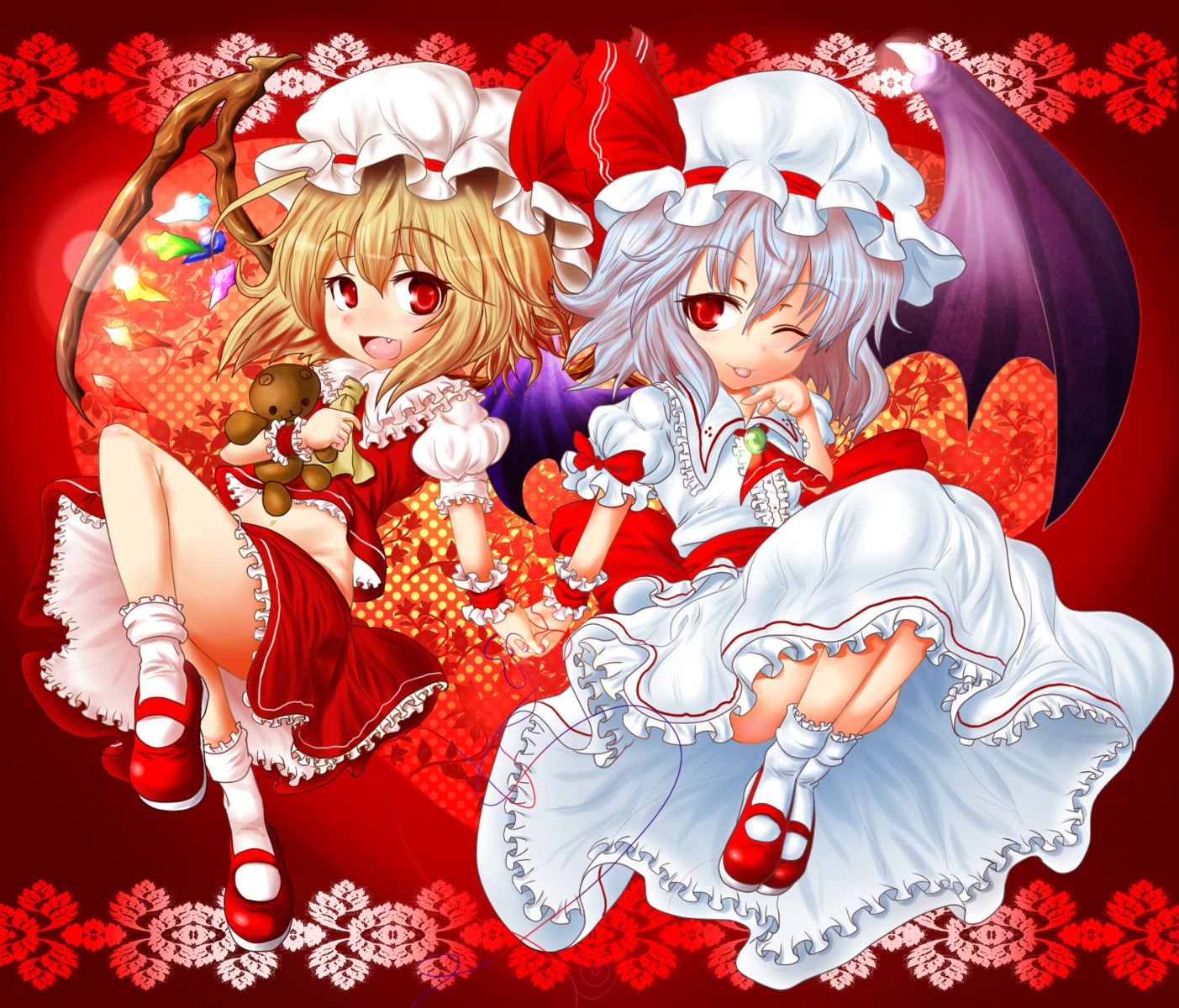 chibi, flandre_scarlet, remilia_scarlet, sumisu_(mondo), touhou, wings