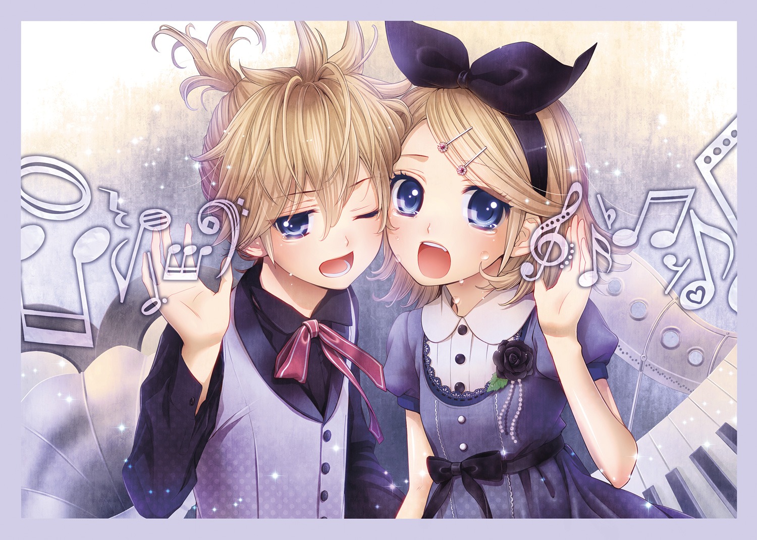 dress, hima_(ab_gata), kagamine_len, kagamine_rin, vocaloid