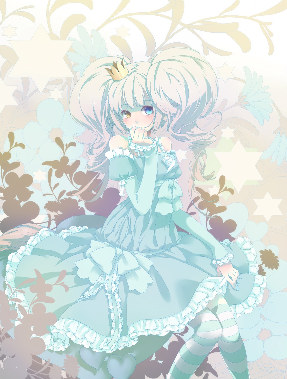 dress, heterochromia, lolita_fashion, thighhighs, zerokichi