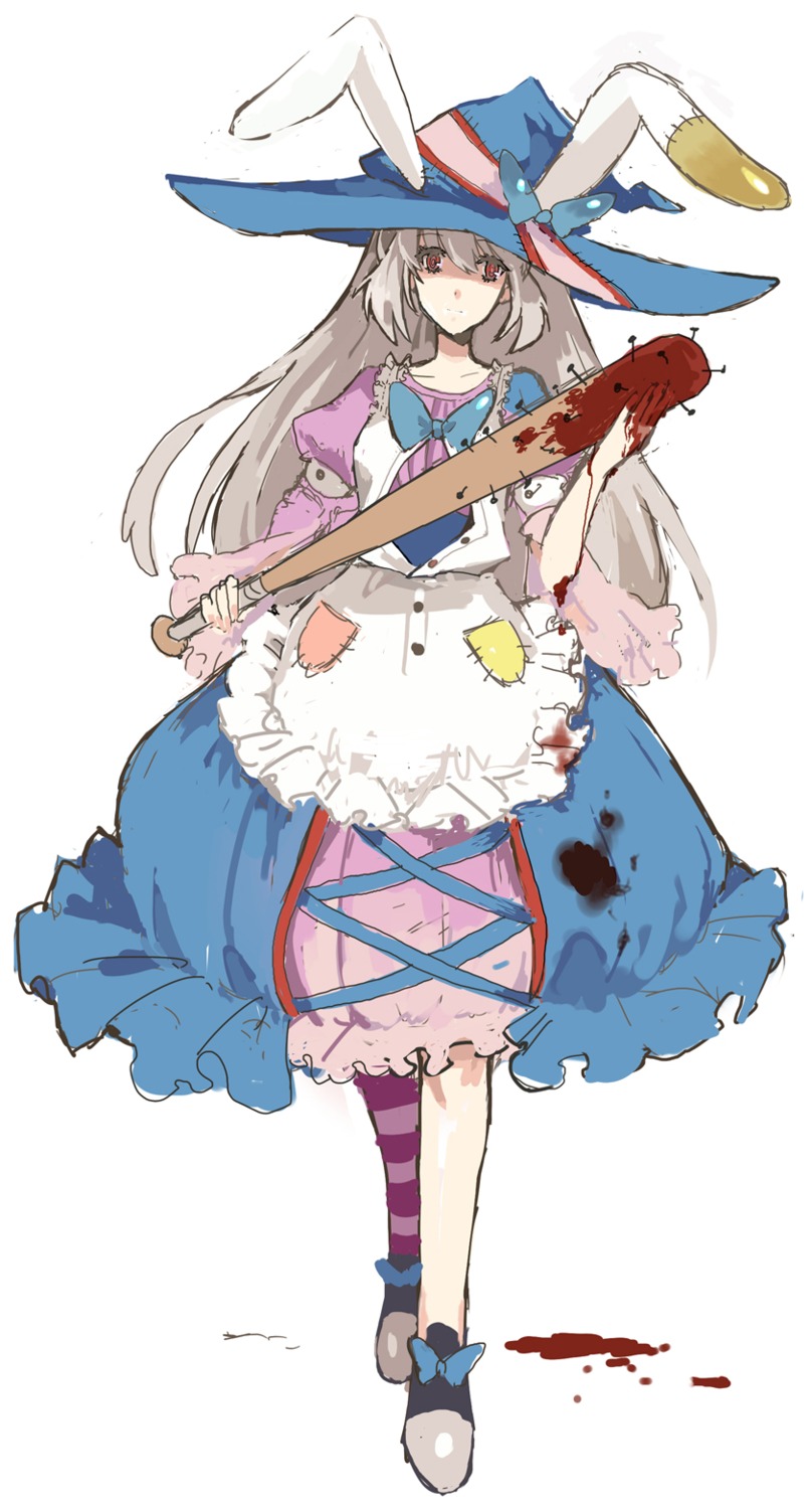 animal_ears, blood, bunny_ears, irisu_kyouko, irisu_syndrome, siskin, thighhighs, witch