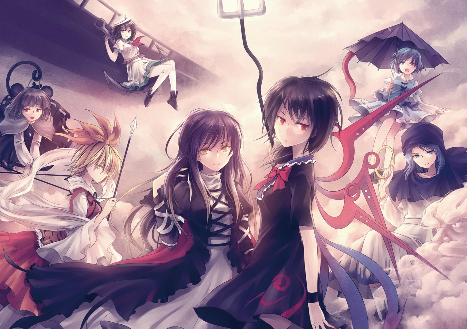 heterochromia, hijiri_byakuren, houjuu_nue, kieta, kumoi_ichirin, murasa_minamitsu, nazrin, tatara_kogasa