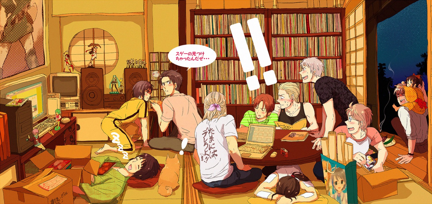america, china, france, germany, hetalia_axis_powers, miraku, north_italy, prussia, united_kingdom