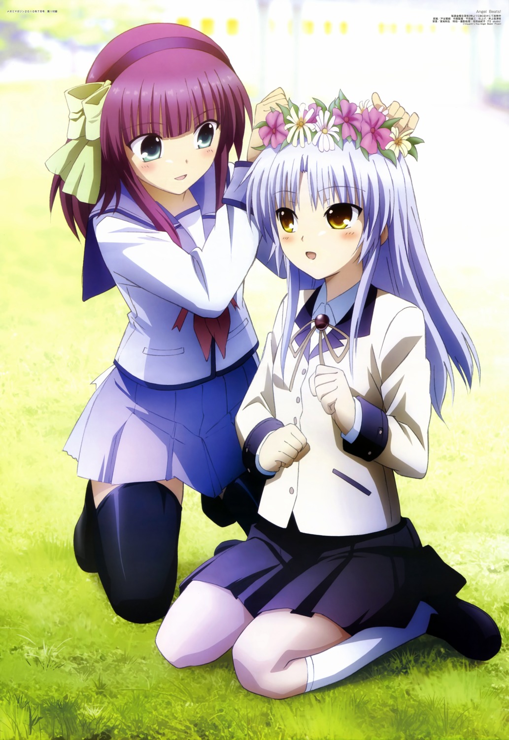 angel_beats!, nakamura_yuri, seifuku, tachibana_kanade, thighhighs, toya_kento