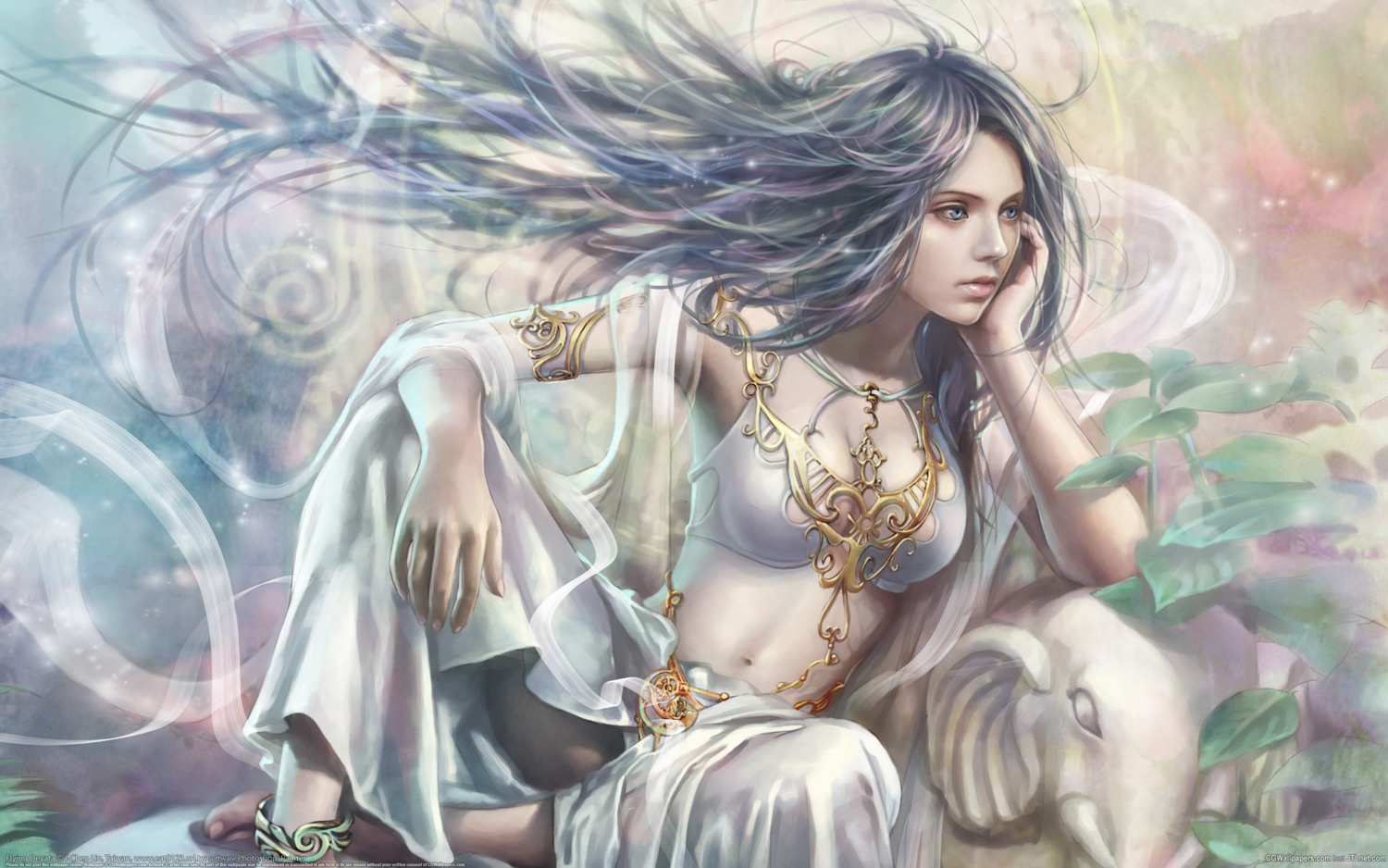 cleavage, eat, wallpaper, watermark