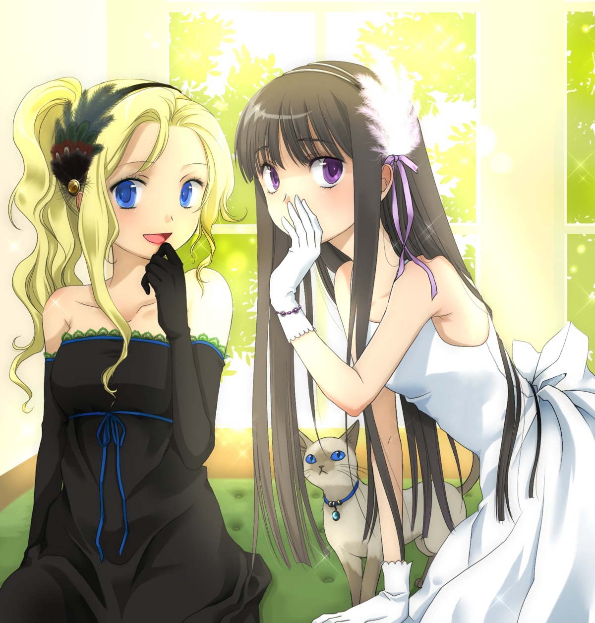 dress, neko, okitsune