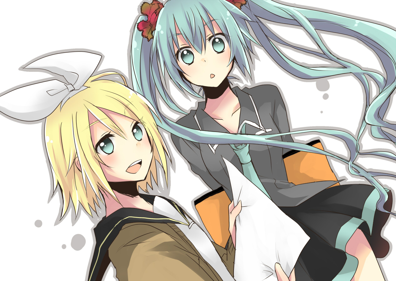 hatsune_miku, kagamine_rin, souritu, vocaloid