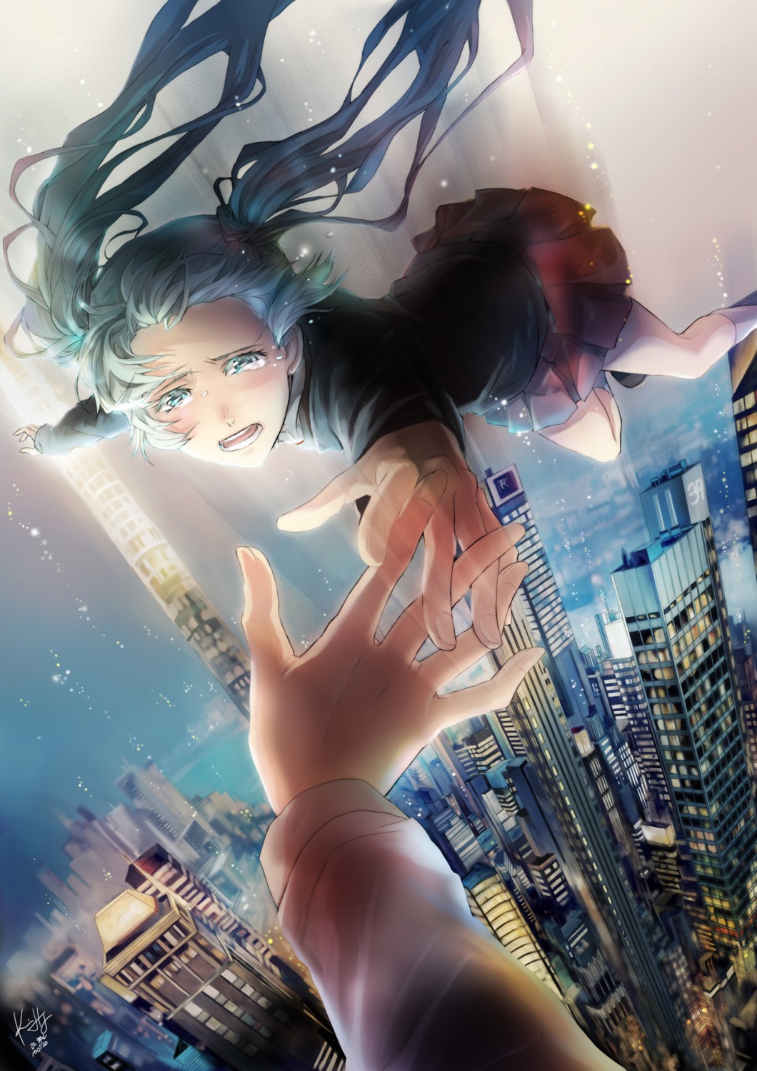 hatsune_miku, rahwia, rolling_girl_(vocaloid), vocaloid