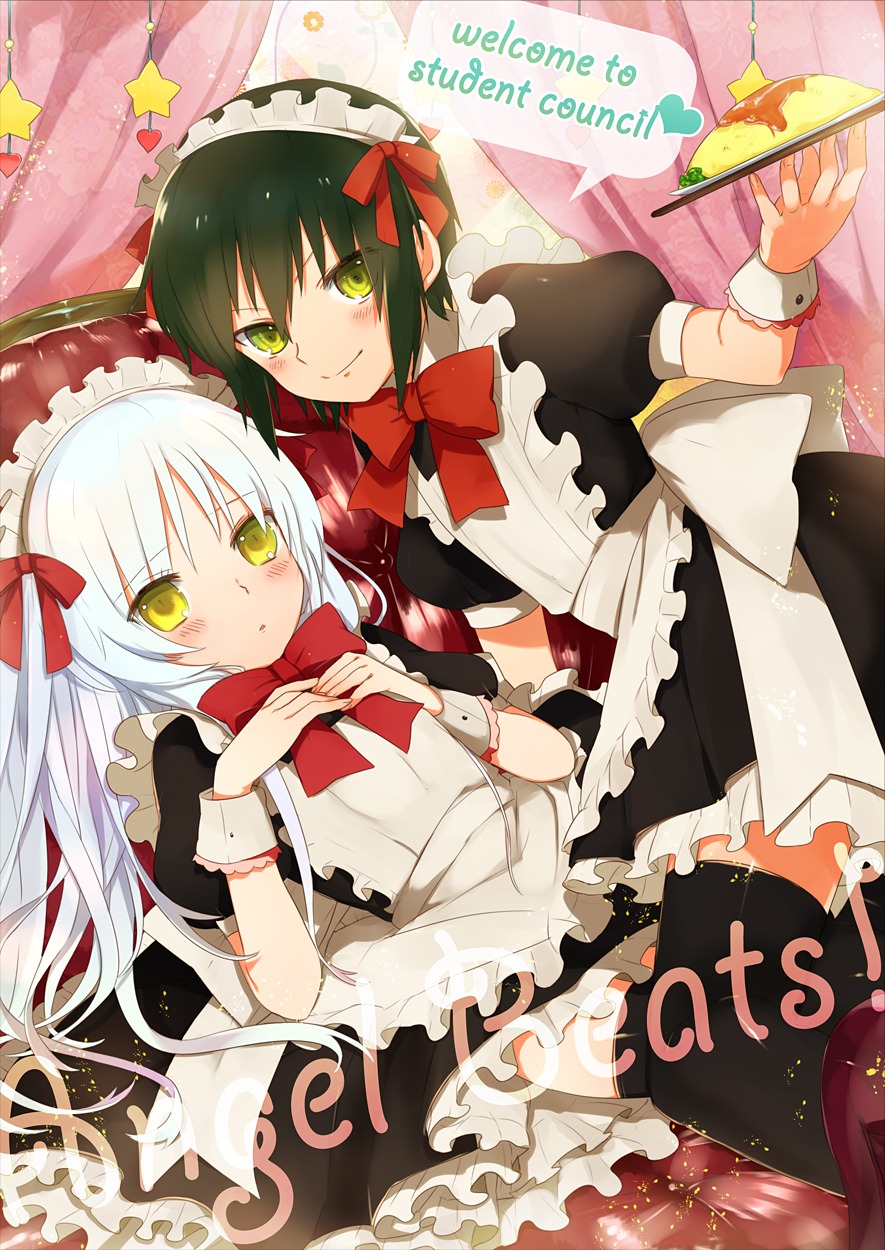 angel_beats!, kippu, maid, naoi_ayato, tachibana_kanade, thighhighs, trap