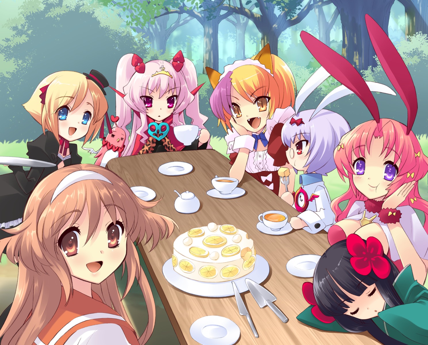 alice_parade, animal_ears, bunny_ears, cleavage, dress, hitorimeno_alice, inemuri_yamane, ito_noizi
