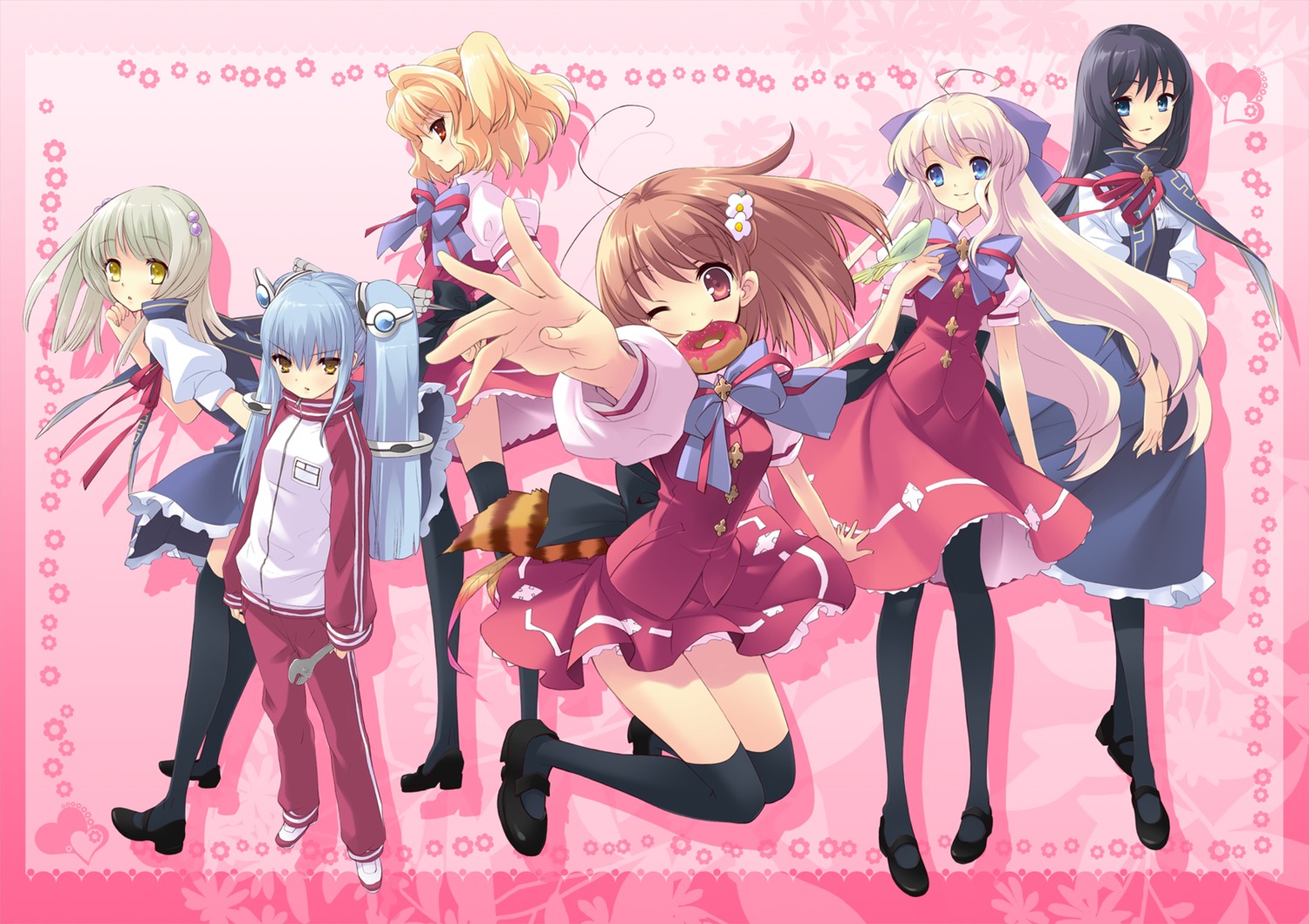 flyable_heart, inaba_yui, ito_noizi, kujou_kururi, minase_sakurako, pantyhose, seifuku, shirasagi_mayuri