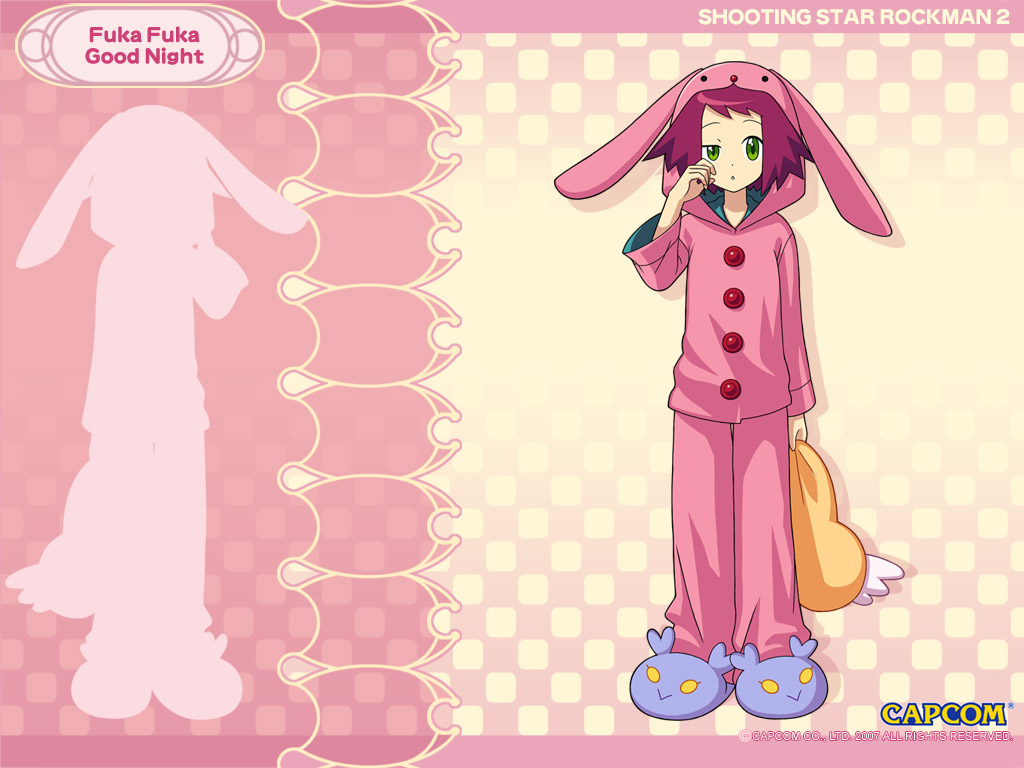 animal_ears, bunny_ears, capcom, hibiki_misora, ishihara_yuuji, nakashima_tokiko, pajama, rockman