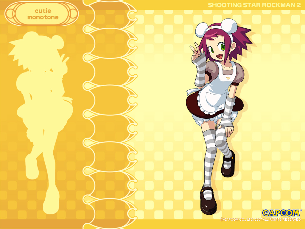 bloomers, capcom, hibiki_misora, ishihara_yuuji, maid, nakashima_tokiko, rockman, ryuusei_no_rockman, ryuusei_no_rockman_2, thighhighs, wallpaper