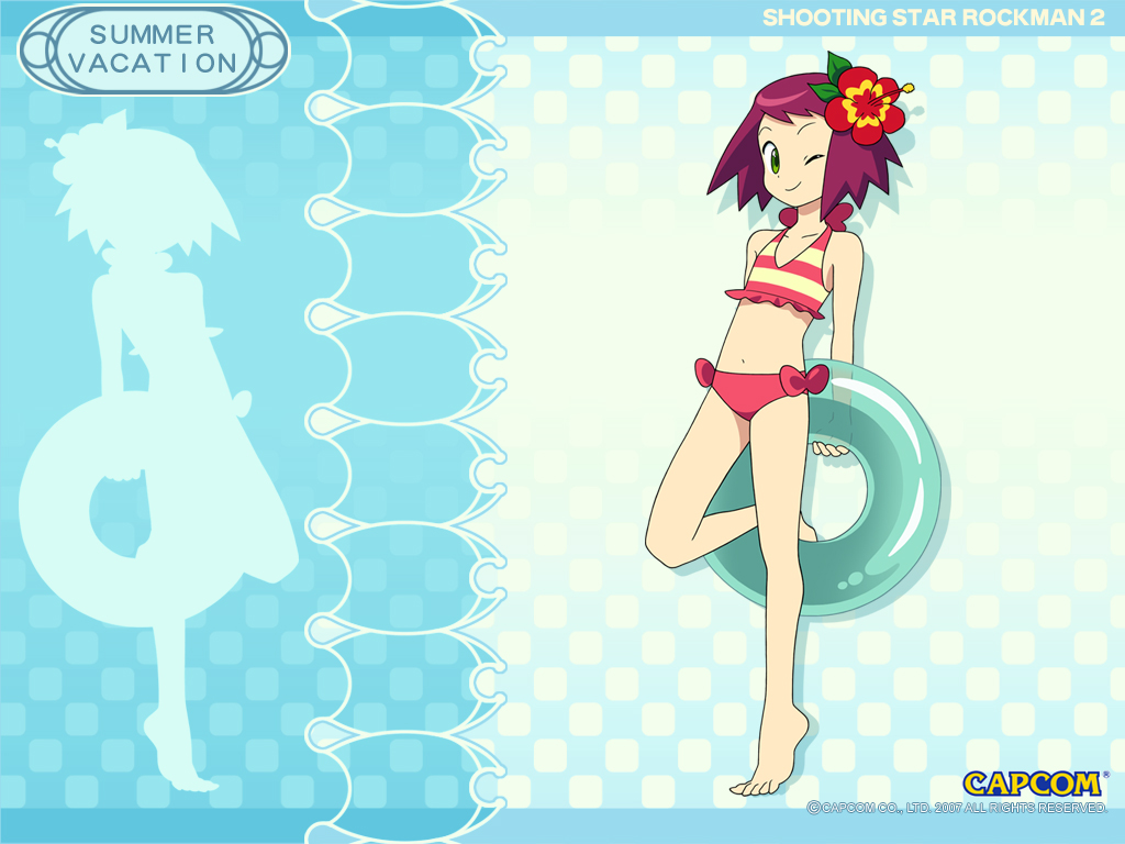 bikini, capcom, hibiki_misora, ishihara_yuuji, nakashima_tokiko, rockman, ryuusei_no_rockman, ryuusei_no_rockman_2, swimsuits, wallpaper