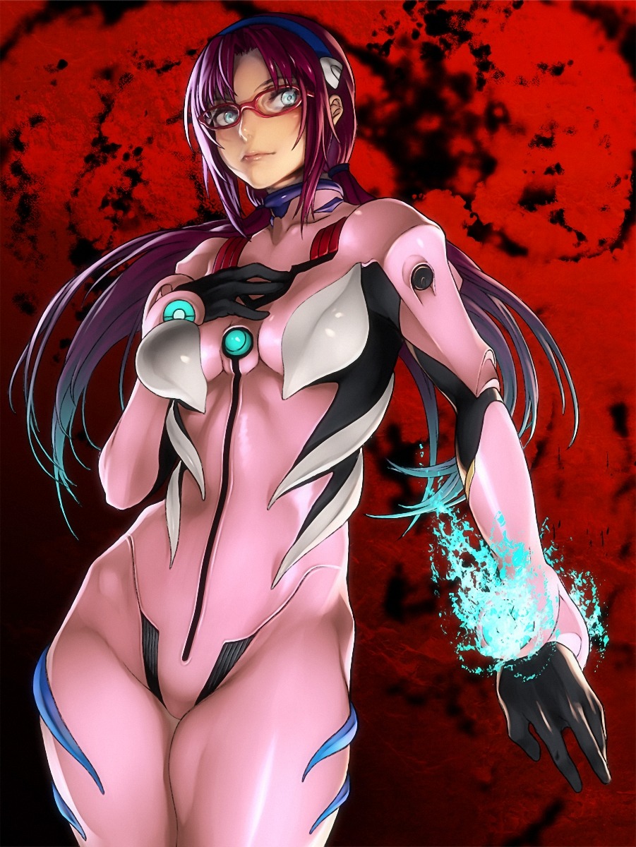 bodysuit, kazakami_yuu, makinami_mari_illustrious, megane, neon_genesis_evangelion