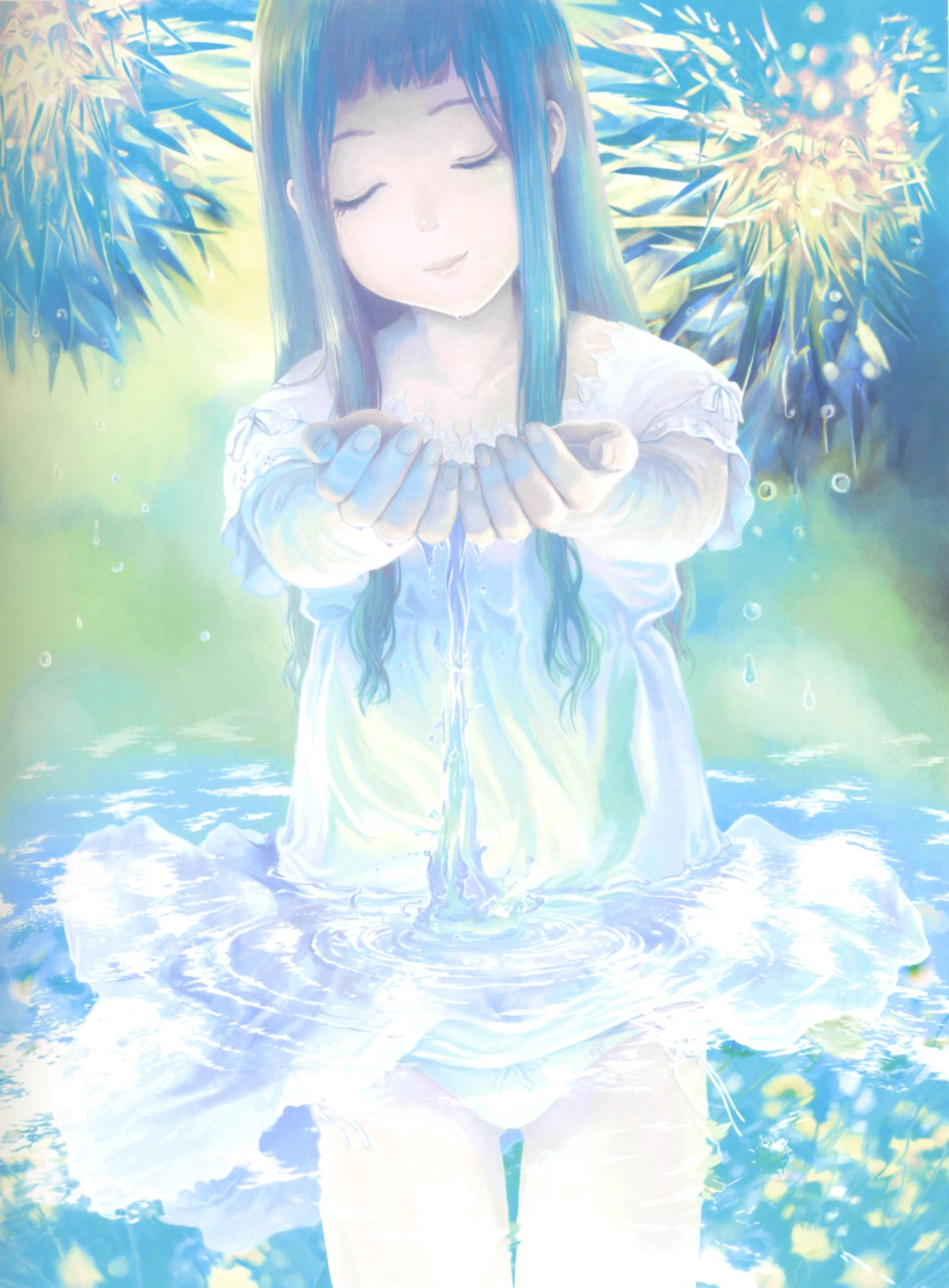 dress, hiraoka_masamune, pantsu, summer_dress, wet_clothes