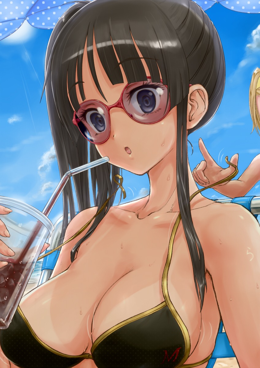 akiyama_mio, bikini, cleavage, k-on!, rasukaru, swimsuits, tan_lines, wardrobe_malfunction