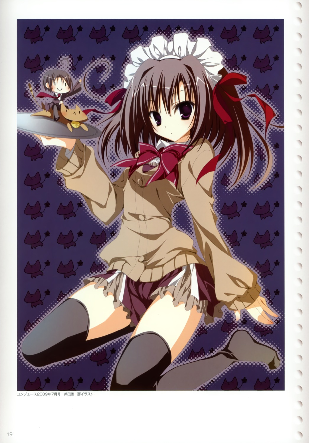 chibi, ebiten, inugami_kira, maid, neko, noya_itsuki, seifuku, thighhighs, todayama_izumiko