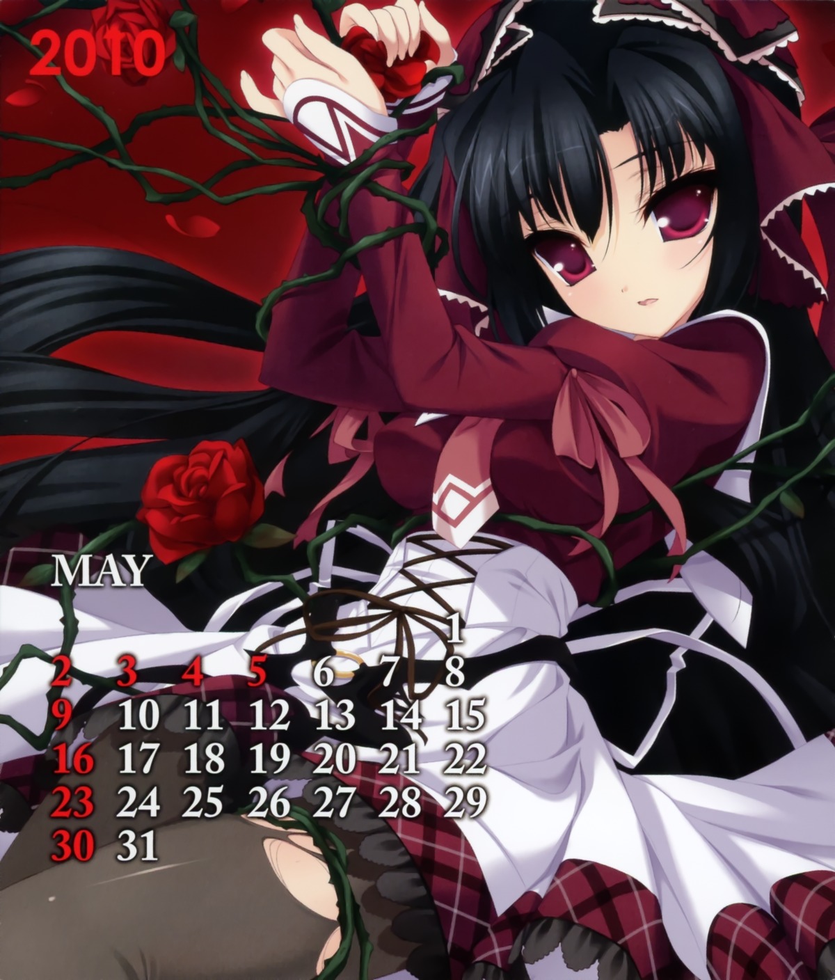 11eyes, calendar, kuroshiba_kanae, pantyhose, seifuku, torn_clothes, youta