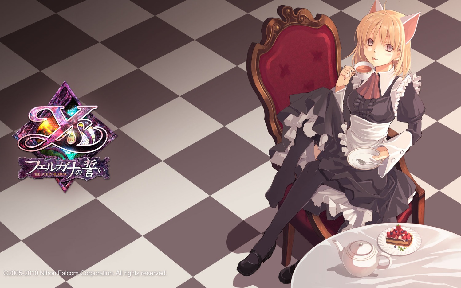 animal_ears, elena_stoddart, falcom, maid, nekomimi, thighhighs, wallpaper, ys, ys:_the_oath_in_felghana
