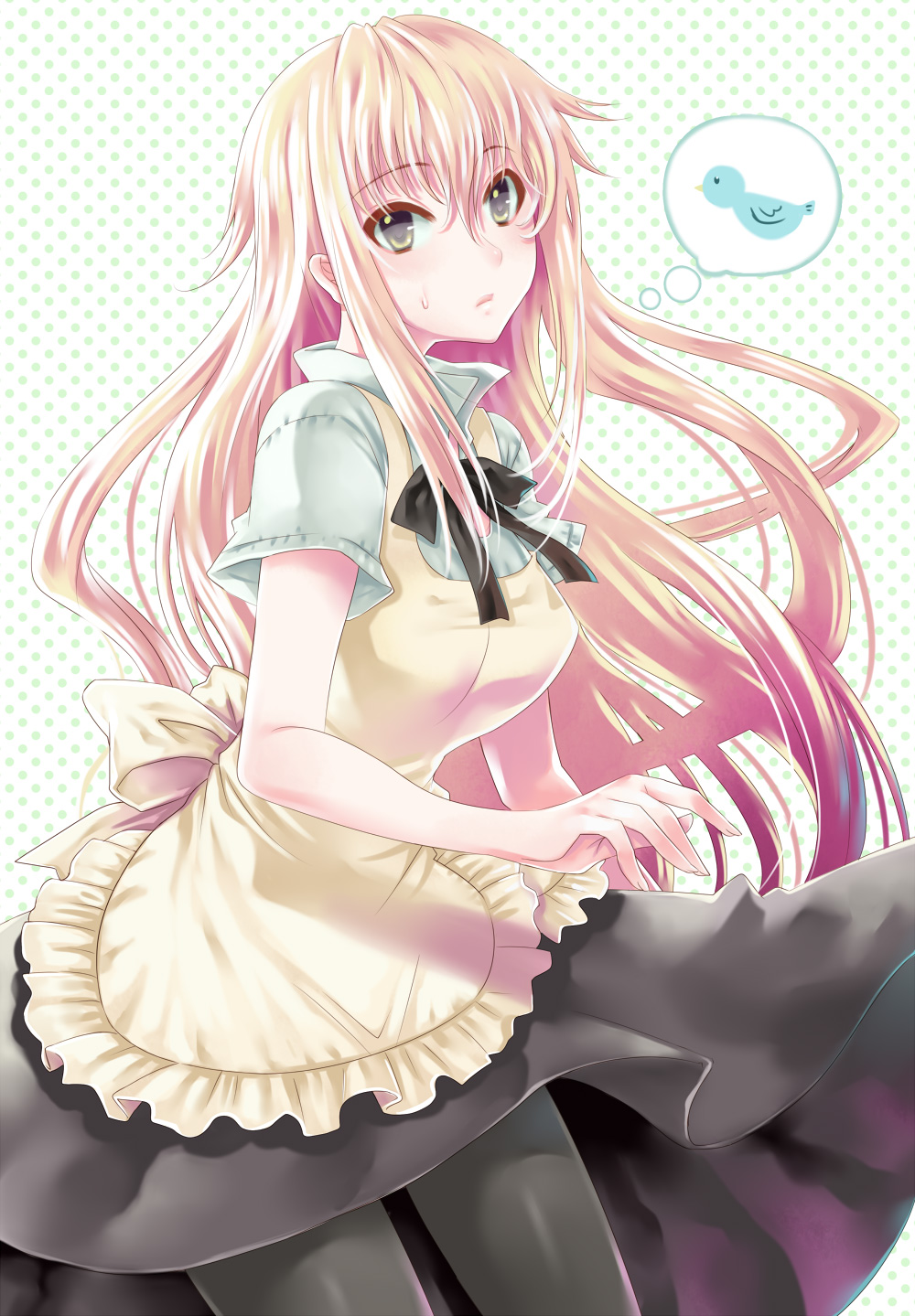 kiryu_mina, pantyhose, takanashi_souta, trap, waitress, working!!