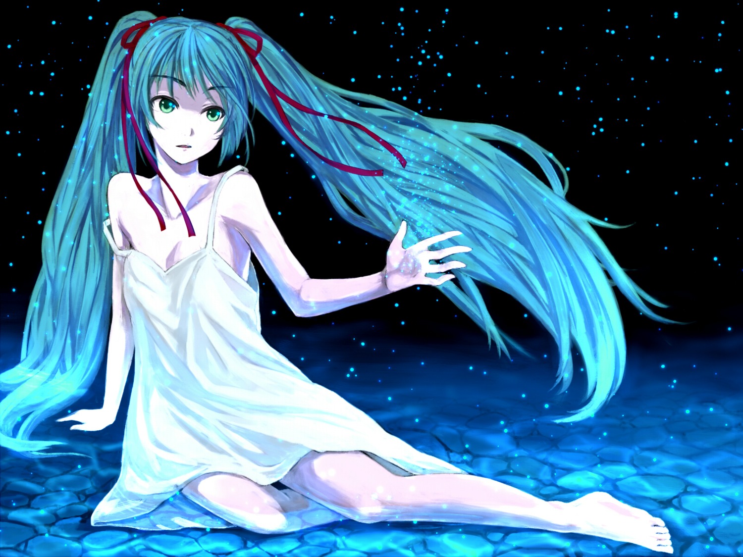 dress, hatsune_miku, ryou@ryou, summer_dress, vocaloid, wallpaper