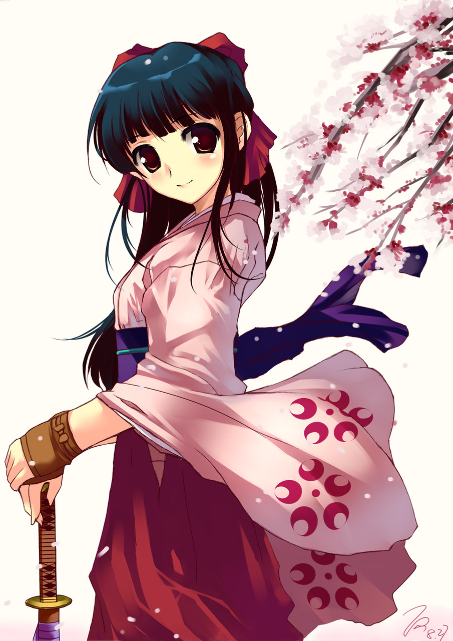 japanese_clothes, miyazaki_byou, sakura_taisen, shinguuji_sakura, sword
