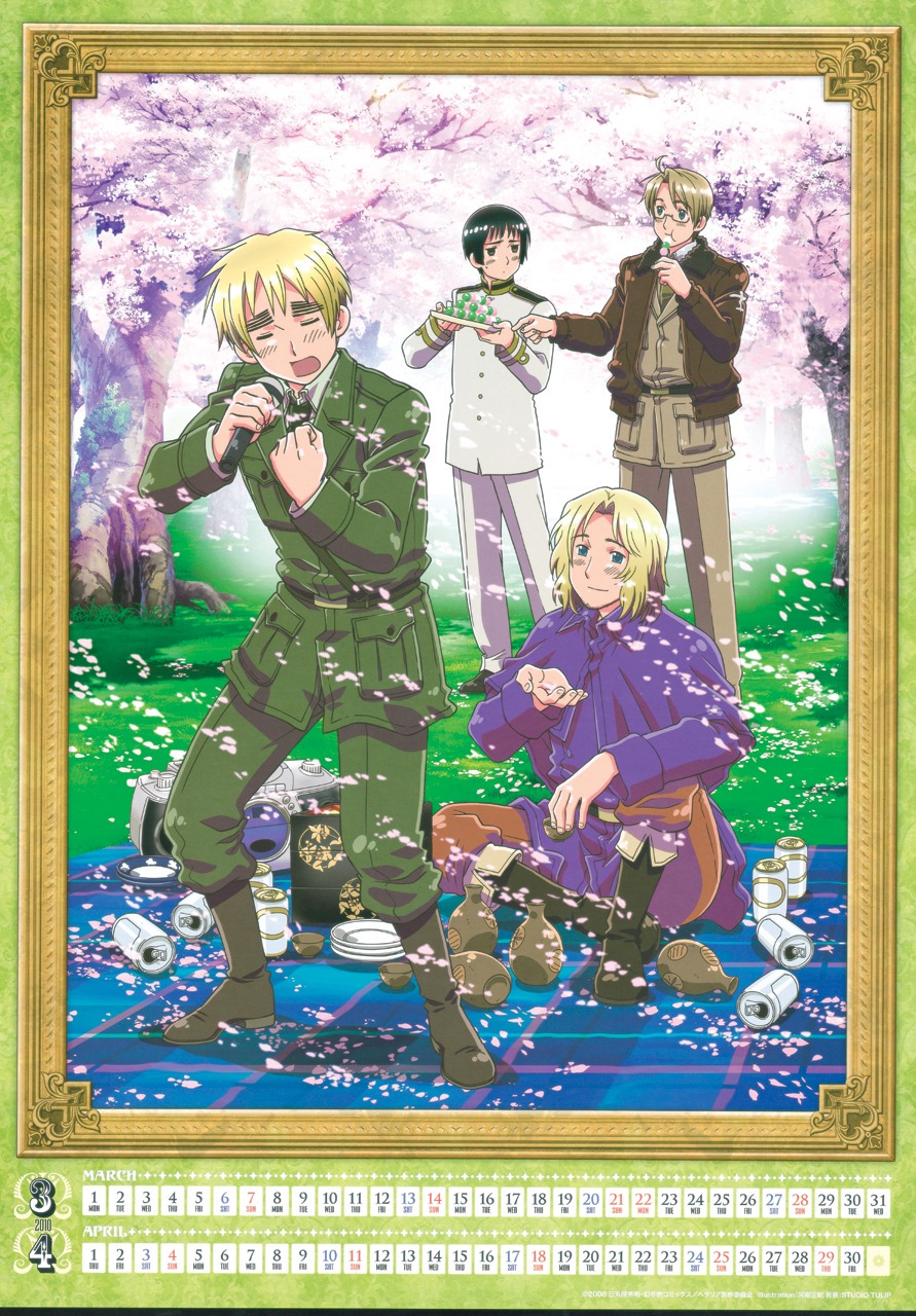 america, calendar, france, hetalia_axis_powers, japan, kannan_masaaki, male, united_kingdom
