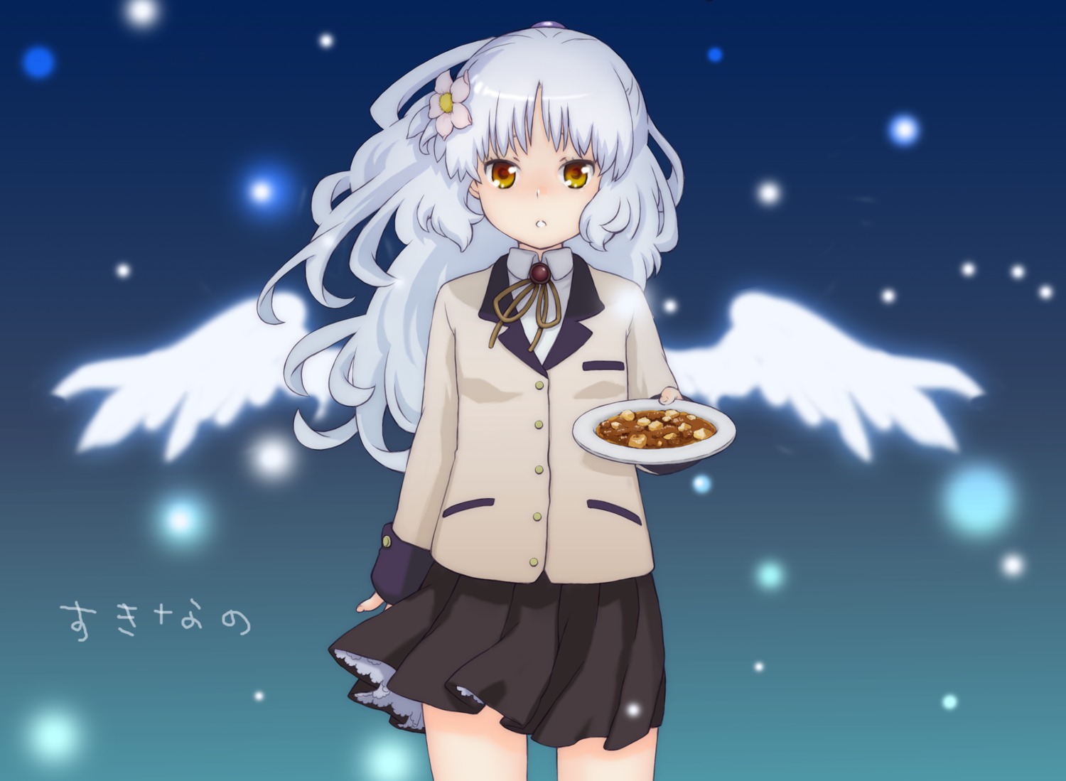 angel_beats!, seifuku, tabekko_doubutsu, tachibana_kanade, wings