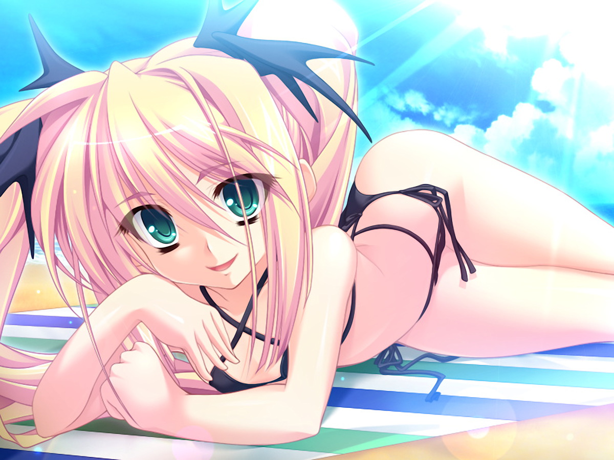 dakko_shite_gyu!, kamitsurugi_ouka, swimsuits, wallpaper
