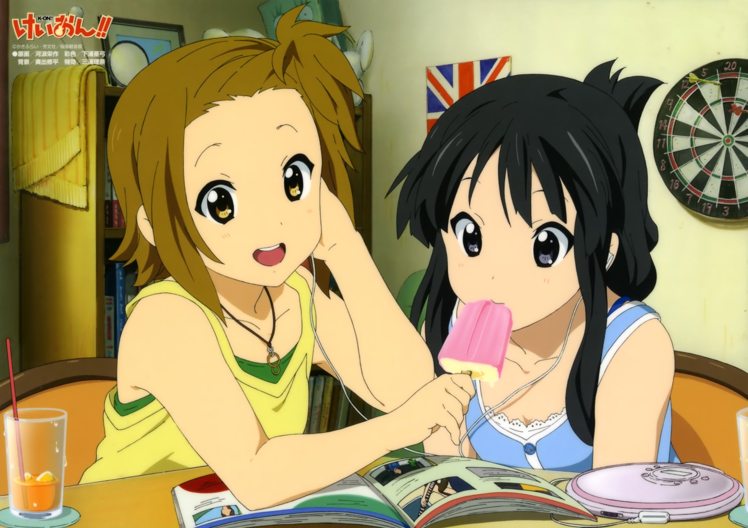 akiyama_mio, headphones, k-on!, kawanami_eisaku, tainaka_ritsu