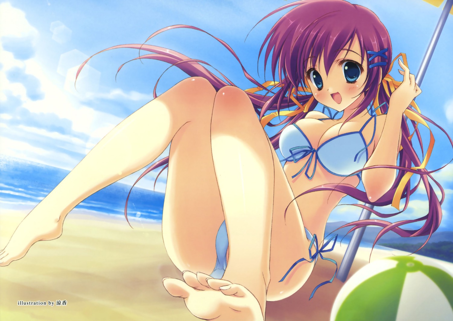 bikini, cleavage, da_capo, da_capo_(series), da_capo_ii, feet, jpeg_artifacts, ryohka, shirakawa_nanaka, swimsuits