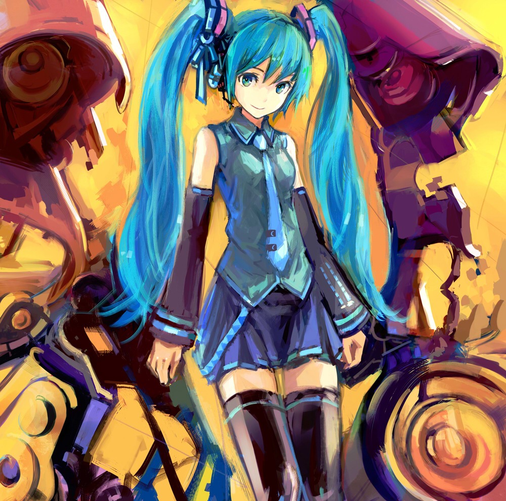 conjaku, hatsune_miku, thighhighs, vocaloid