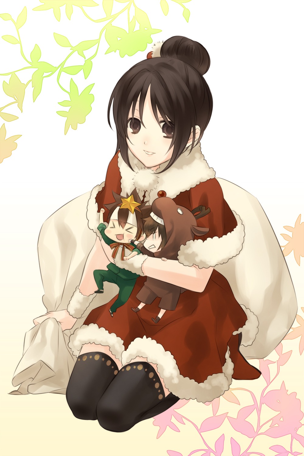 christmas, eto_ichika, hakuouki, thighhighs, yukimura_chizuru