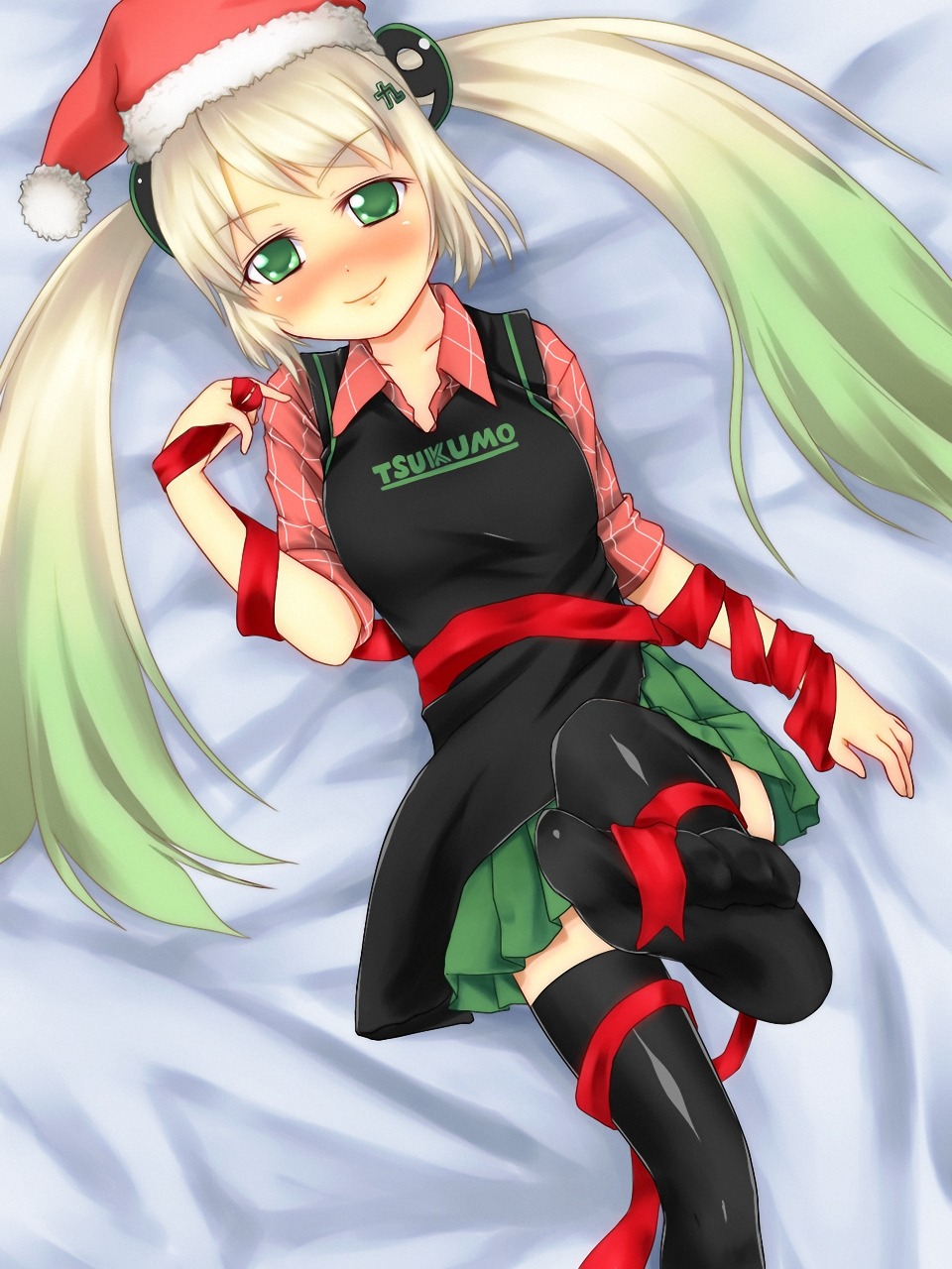christmas, dokuo, thighhighs, tsukumo-tan