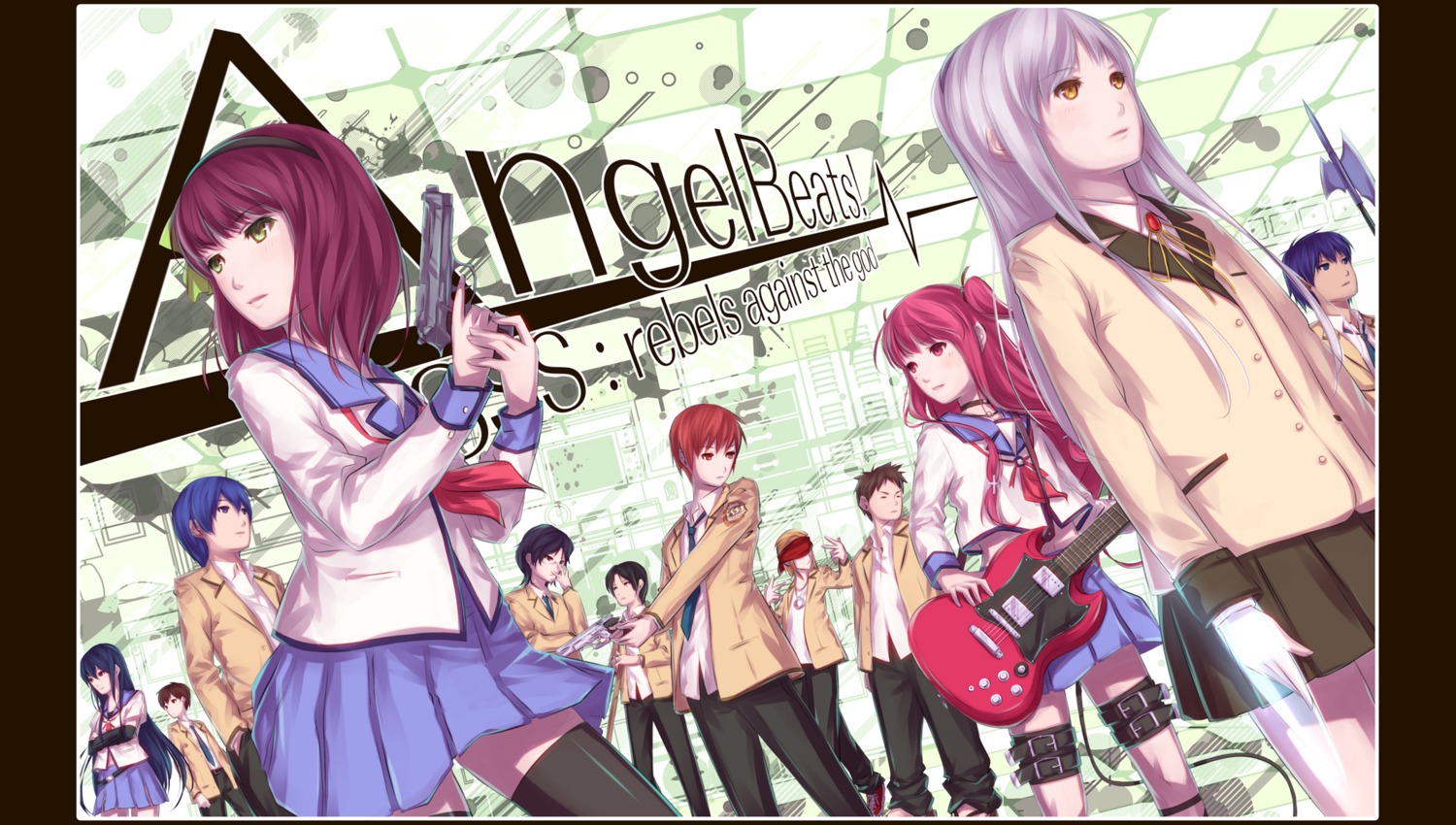angel_beats!, ayasaka, fujimaki, gun, hinata_hideki, nakamura_yuri, noda, ooyama