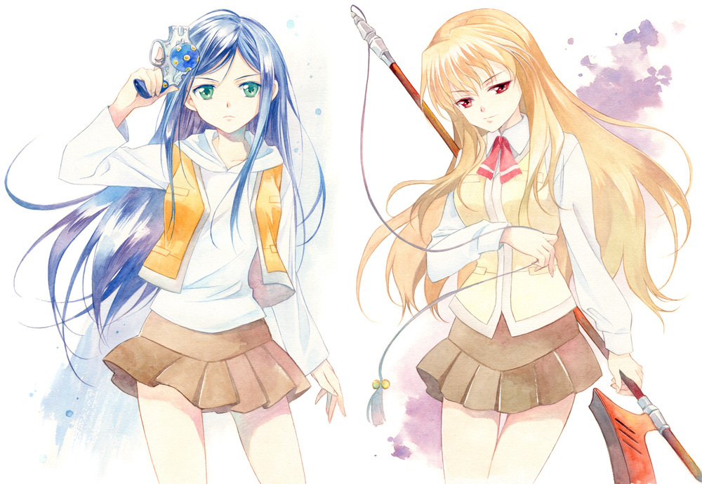 agahari, fujino_shizuru, kuga_natsuki, mai_hime, seifuku