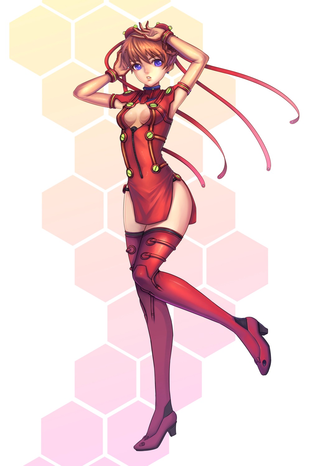 chinadress, cleavage, corvus_corax, neon_genesis_evangelion, souryuu_asuka_langley, thighhighs
