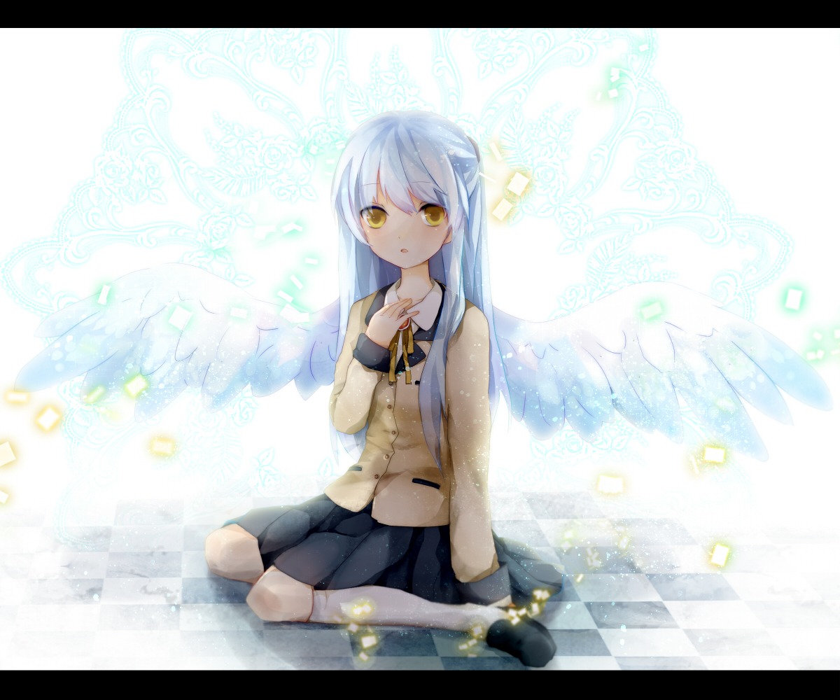 angel_beats!, mikanniro, seifuku, tachibana_kanade, wings