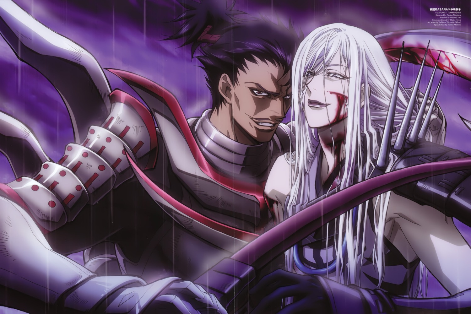akechi_mitsuhide, akechi_mitsuhide_(basara), blood, male, nakajima_atsuko, oda_nobunaga, oda_nobunaga_(basara), sengoku_basara