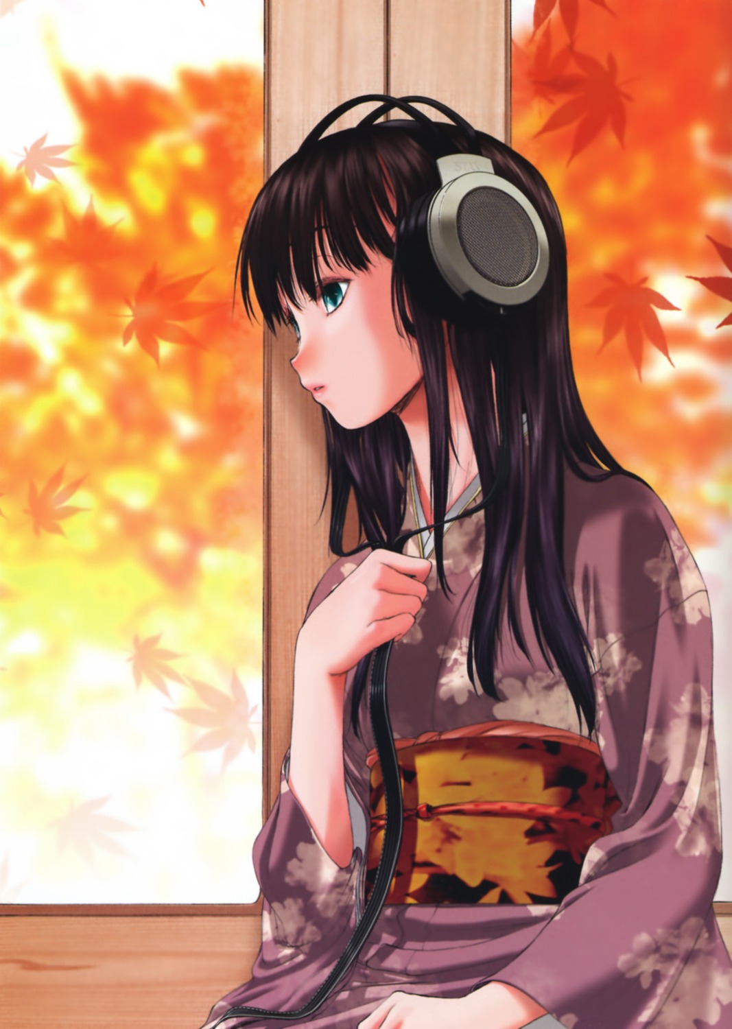headphones, kimono, kurogane_ken