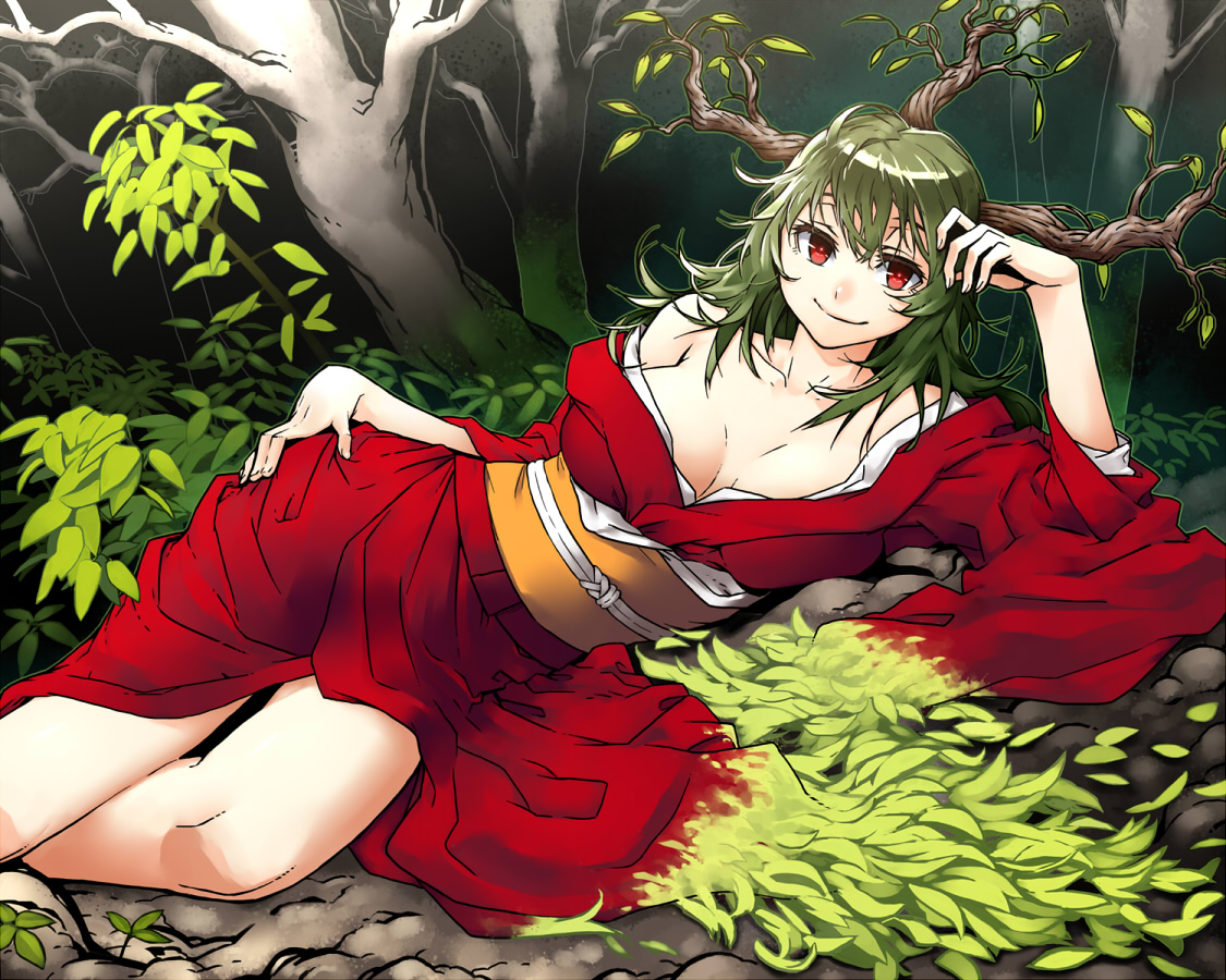 cleavage, kawazu, kimono